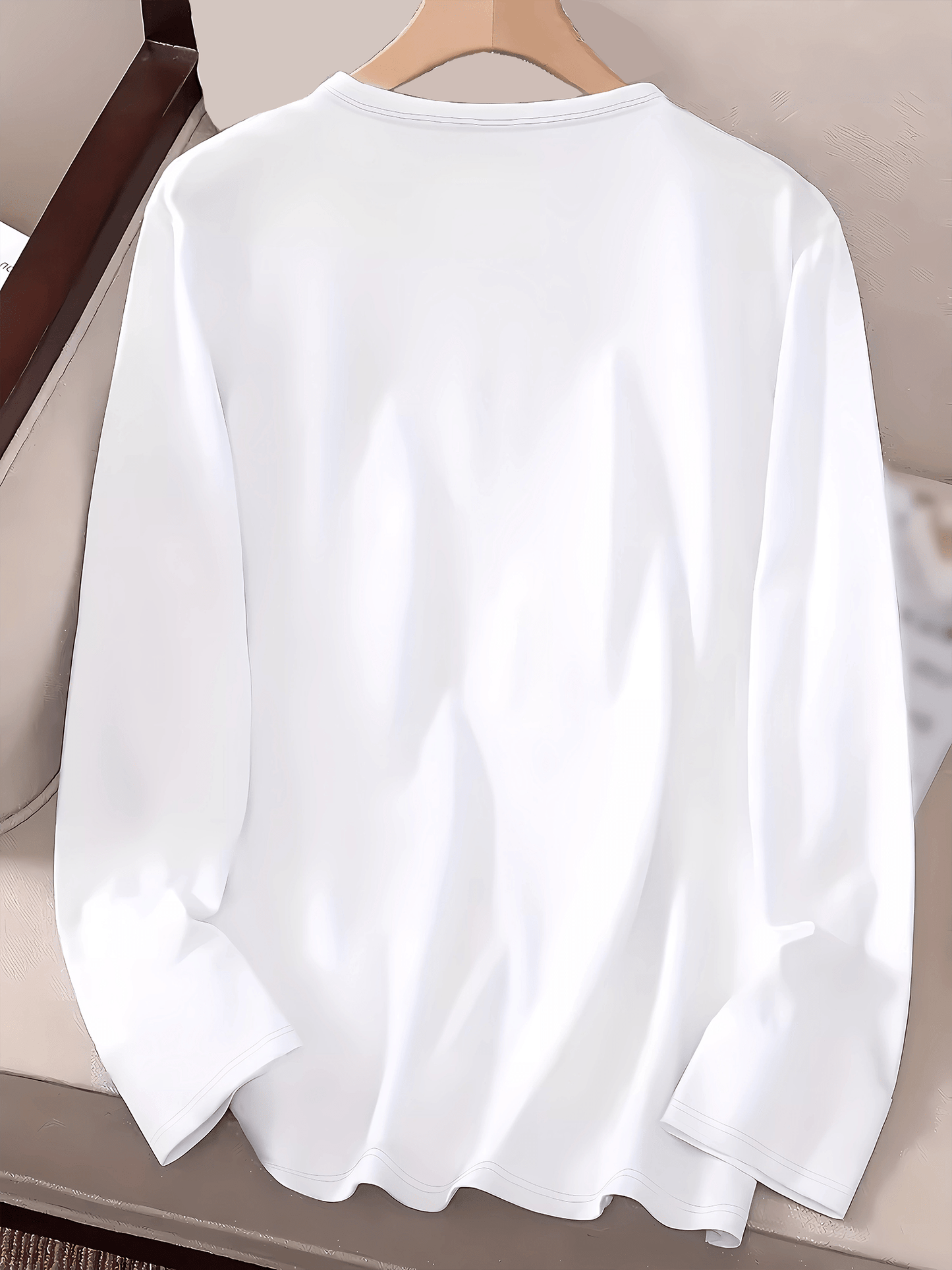 3D Smile Pattern Printed T-Shirt, Casual Round Neck Long Sleeve Top, Women'S Clothing for Spring, Autumn, And Winter.