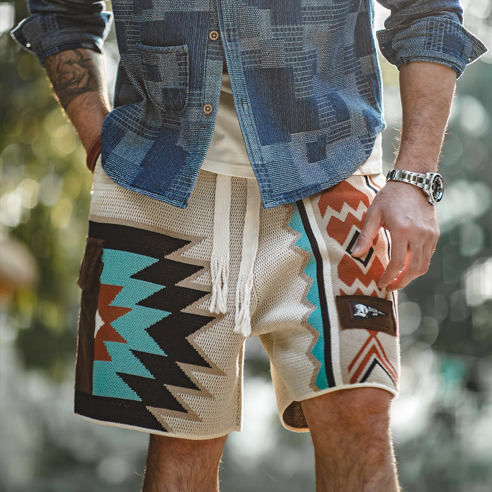 American Retro Navajo Knitted Shorts