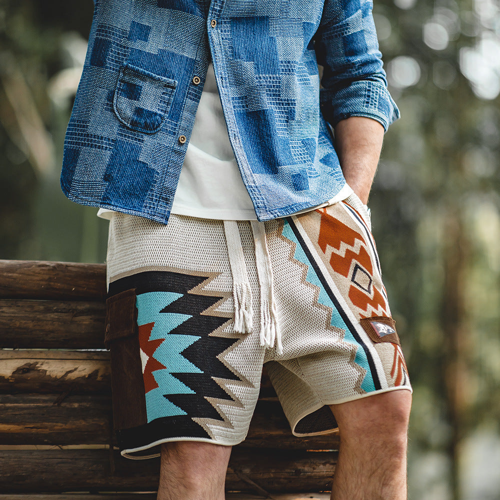 American Retro Navajo Knitted Shorts