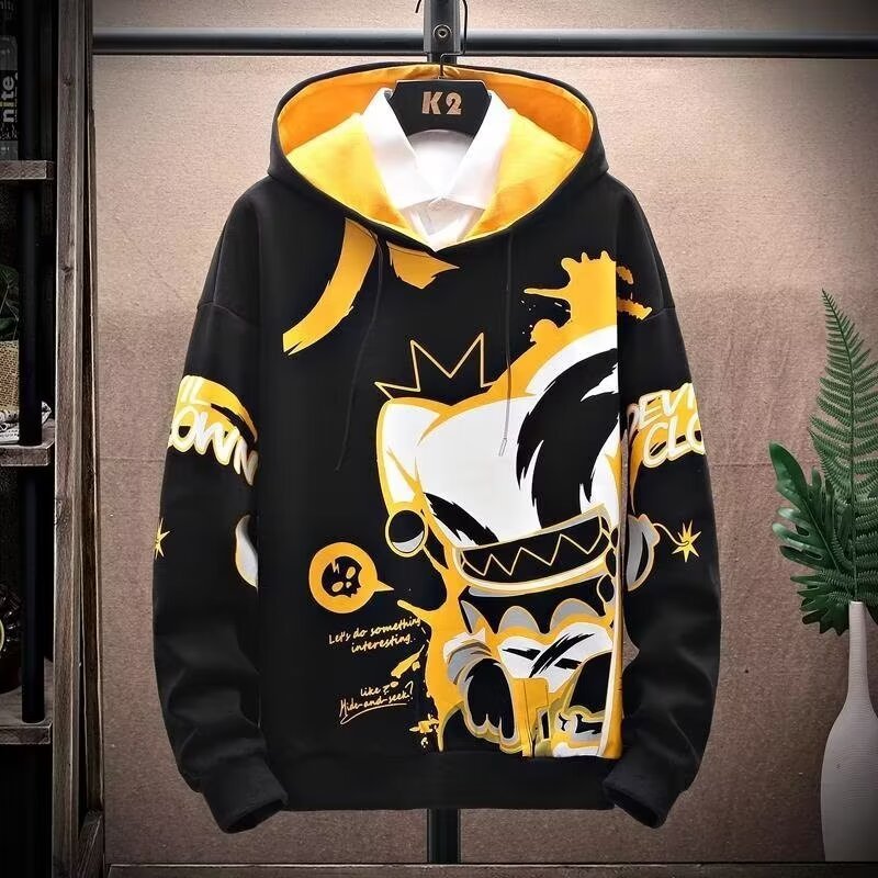 Anime Fleece-lined Thickened Hooded Sweatshirt