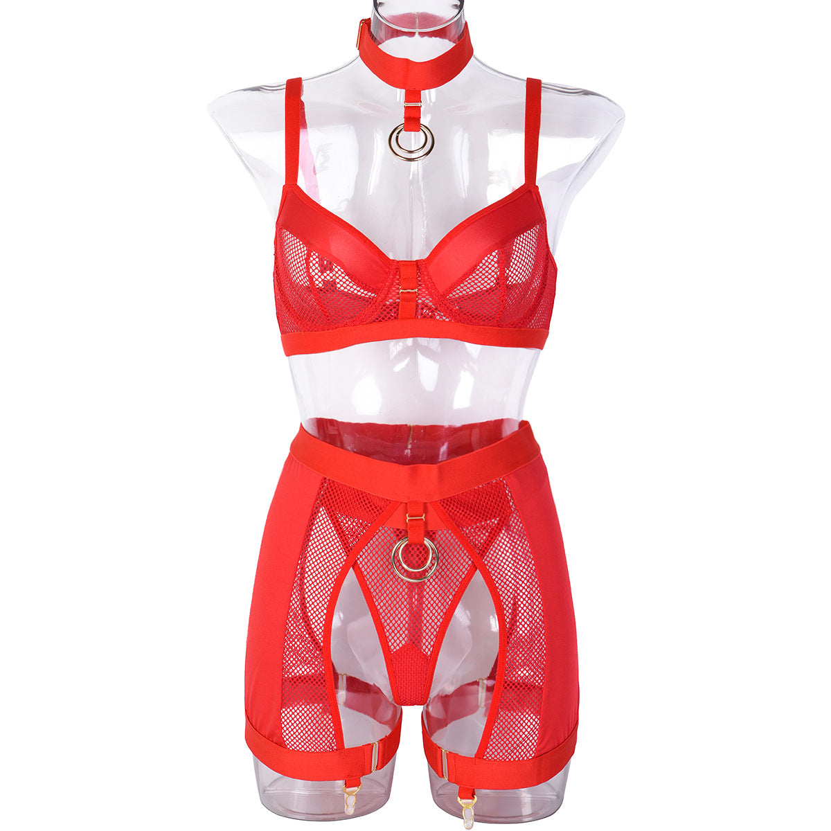 Four-piece Underwear Set High-end Iron Hoop Neck Waist Seal