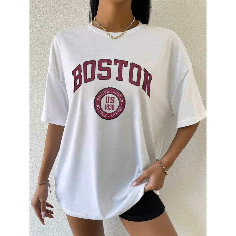 Boston USA City Printed Womans Short T-shirt