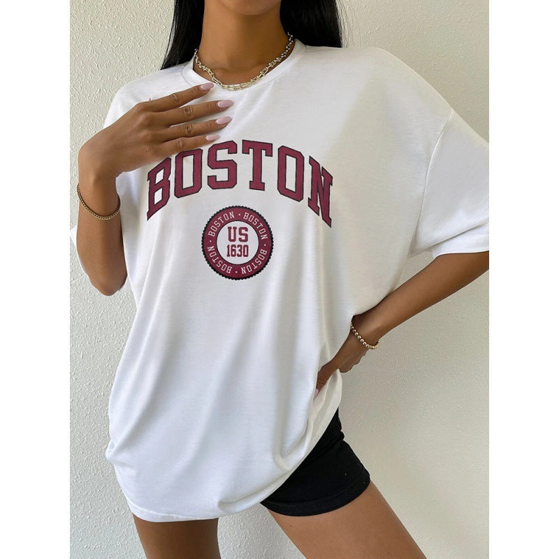 Boston USA City Printed Womans Short T-shirt