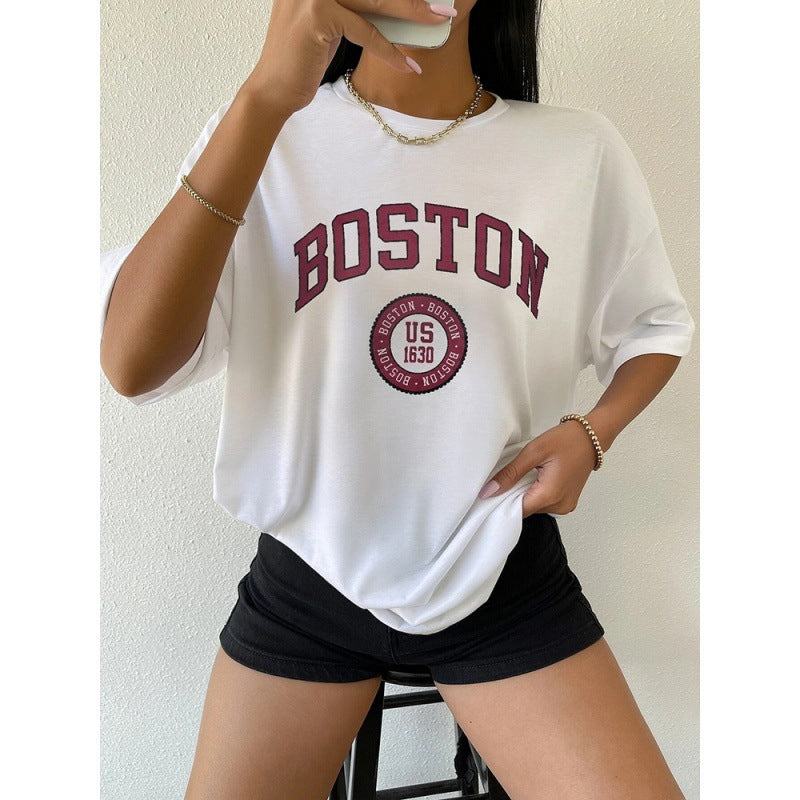 Boston USA City Printed Womans Short T-shirt