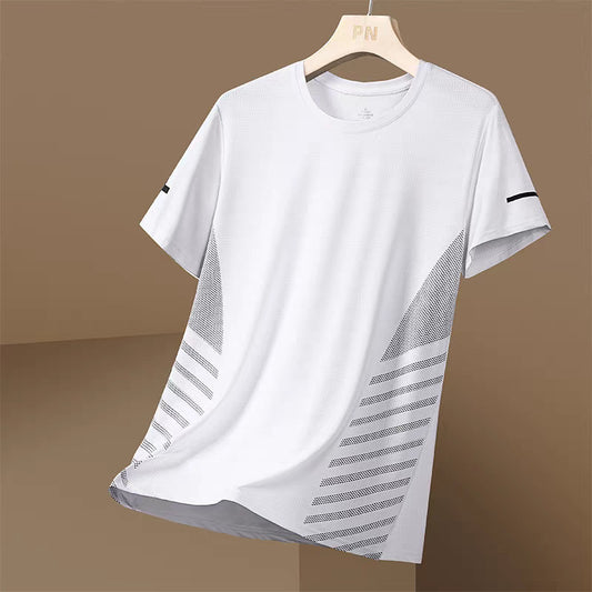 Ice Silk T-shirt Men's Round Neck Quick-drying Clothes Short Sleeve Thin Breathable