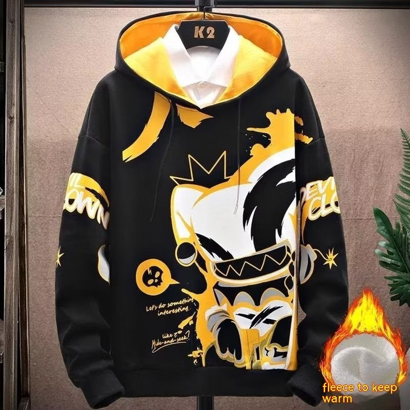 Anime Fleece-lined Thickened Hooded Sweatshirt